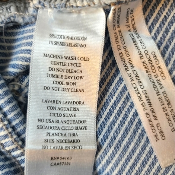 Calvin Klein Size 10 Denim Short Railroad Stripe Blue White Cuffed - Picture 4 of 6